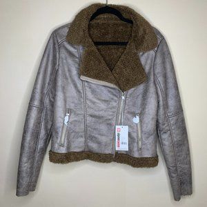 NWT Alpine Swiss Faux Shearling Moto Jacket